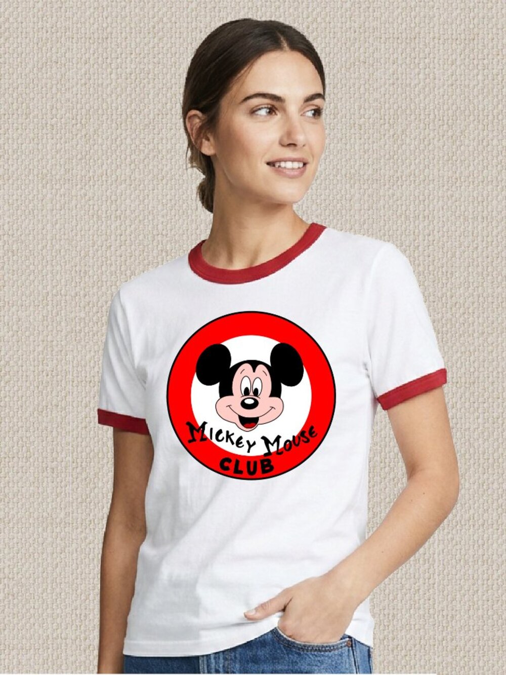 Vintage Mouseketeer Ringer Shirt. Mickey Mouse Shirt.